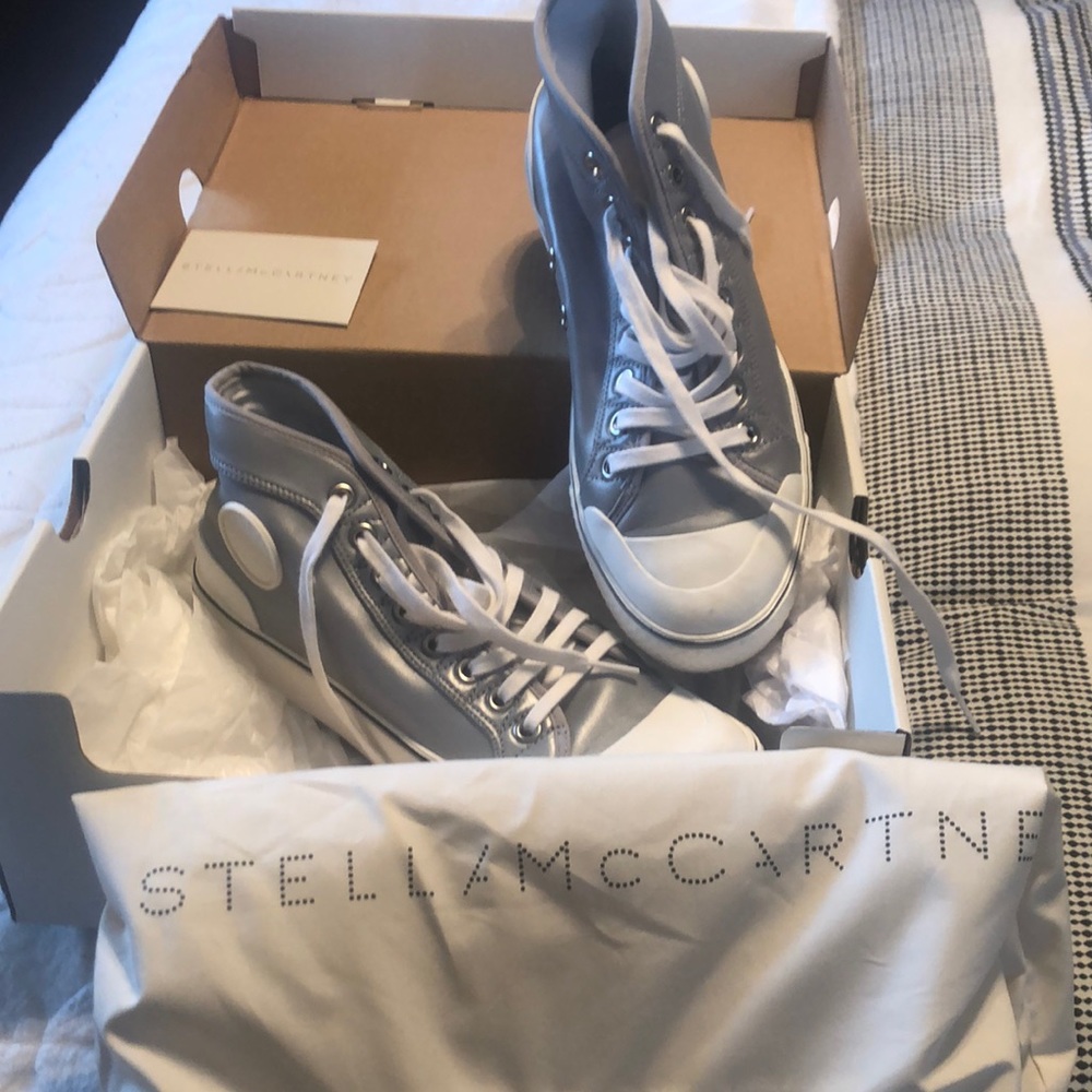 Stella McCartney silver high tops in excellent used condition